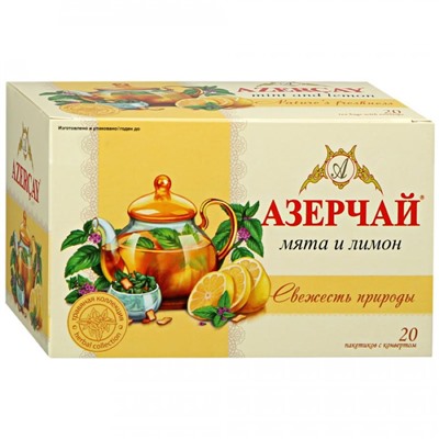 Чай                                        Azercay tea                                        "Свежесть природы" Чайн.напиток с Мятой и Лимоном 20 пак.х 1,8 гр. конв. (24)