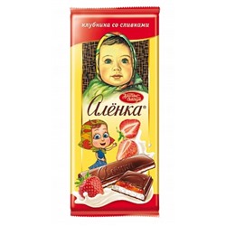 Кондитерские изделия                                        Алёнка                                        Шоколад Алёнка 87 гр. с начинкой Клубника со сливками (10)