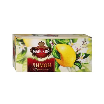 Чай                                        Майский                                        Лимон 25 пак.*1,5 гр. (18) 102269