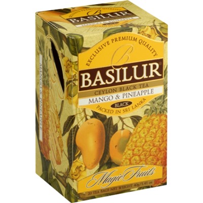 Чай                                        Basilur                                        Волшебные фрукты "Манго и ананас" 20 пак.*2 гр.+5 пак. подарок,черн., картон (12) (70536)