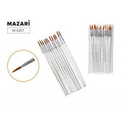 Кисть синтетика круглая №11 деревянная ручка, цветная M-5207 Mazari