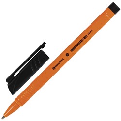 Ручка шариковая Brauberg (Брауберг) Solar, чёрная, трехгранная, корпус оранжевый, пишущий узел 1 мм, линия письма 0,5 мм