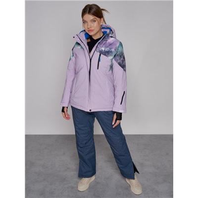 Горнолыжная куртка женская зимняя великан фиолетового цвета 2263F