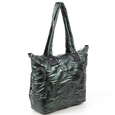 Женская дутая стеганная сумка шоппер 8055 Грин