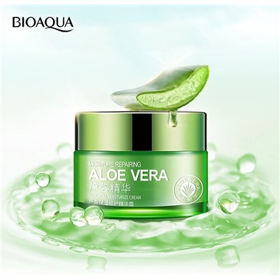 (ЗАМЯТА КОРОБКА) Крем для лица увлажняющий с соком Алоэ BioAqua Aloe Vera 92%, 50 гр.