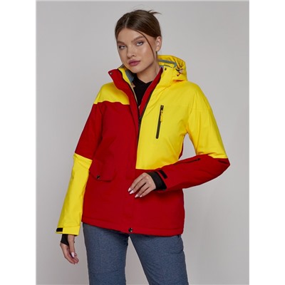 Горнолыжная куртка женская зимняя желтого цвета 2302-1J