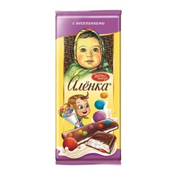 Кондитерские изделия                                        Алёнка                                        Шоколад Алёнка 87 гр. с молочной начинкой и разноцвет. драже "С веселинками" (10)