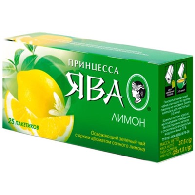 Чай                                        Принцесса ява                                         25 пак. х 1,5 гр. зеленый Сочный Лимон ( 0370) (18)