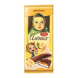 Кондитерские изделия                                        Алёнка                                        Шоколад Алёнка 87 гр. с начинкой Крем-Банан (10)