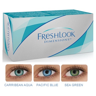 Fresh Look dimensions Dioptr (6 шт.)  Alcon                 (caribbean aqua, sea green, pacific blue)