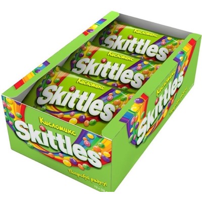 Кондитерские изделия                                        Skittles                                        КислоМикс зеленый, 38 гр. (12) 12 бл. в кор.