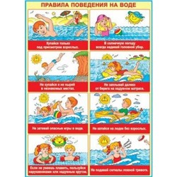 002336 Плакат "Правила поведения на воде" (А2, текст), (МирОткр)
