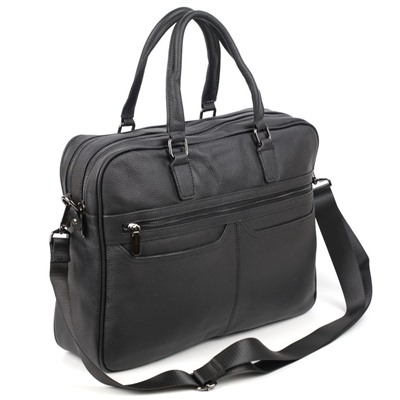 Мужская кожаная сумка-портфель с тремя отделениями на молниях 0017-1