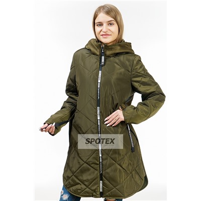 1Подростковая удлиненная куртка для девочки Levin Force L-2016 хаки