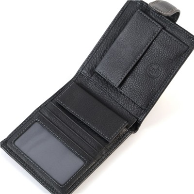 Мужское кожаное портмоне с монетницей внутри НТ 539R Блек