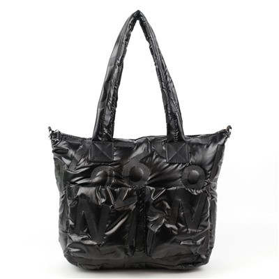 Женская дутая стеганная сумка шоппер 8055 Блек