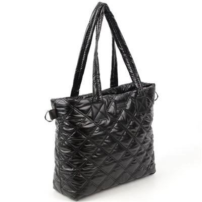 Женская дутая стеганная сумка шоппер 3066 Блек