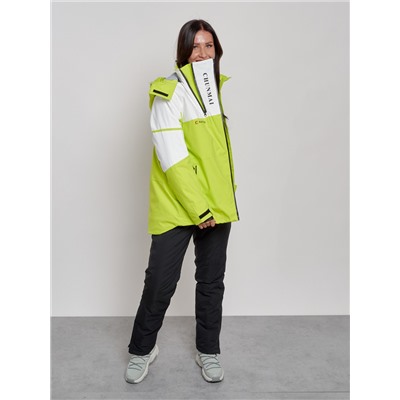 Горнолыжная куртка женская зимняя салатового цвета 2321Sl