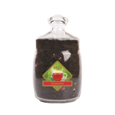 Чай                                        Kejofoods                                         "Эмилия"(черный и зеленый с лепест.розы,гибискуса,кусоч.клубники) 175 гр. стекло (6)