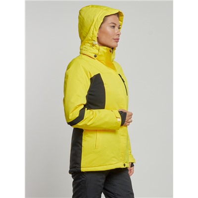 Горнолыжная куртка женская зимняя желтого цвета 3105J