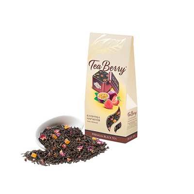 Чай                                        Teaberry                                        "Сочная клубника" со вкусом маракуйи, черный 100 гр. картон (12)
