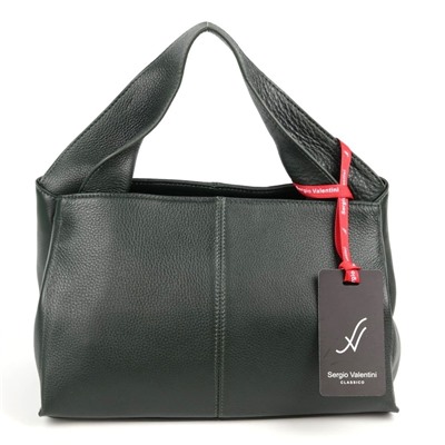 Женская кожаная сумка Sergio Valentini SV-0615 БлекишГрин