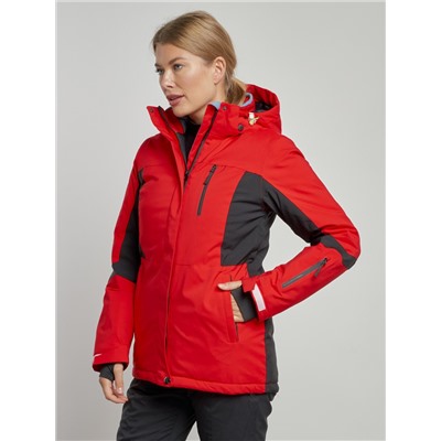Горнолыжная куртка женская зимняя красного цвета 3105Kr