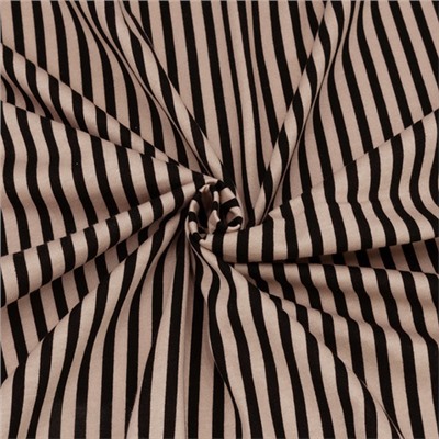 Ткань на отрез кулирка R2018-V1 Полоса цвет черно-бежевый
