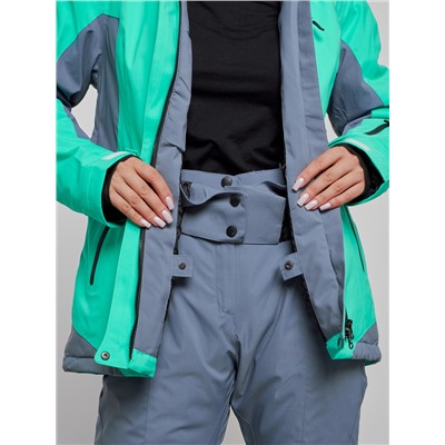 Горнолыжная куртка женская зимняя зеленого цвета 3310Z
