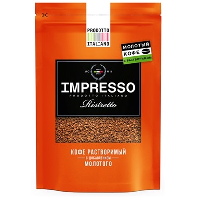 Кофе                                        Impresso                                         IMPRESSO Ristretto 100 гр. субл. с молотым дой-пак (20)