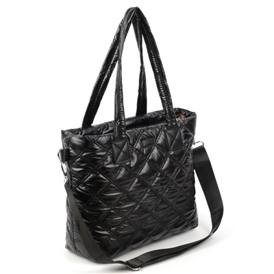Женская дутая стеганная сумка шоппер 3066 Блек