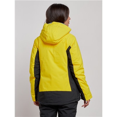 Горнолыжная куртка женская зимняя желтого цвета 3327J