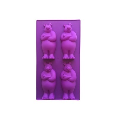 Форма силиконовая для пряников, печенья "Медведь", 4 ячейки