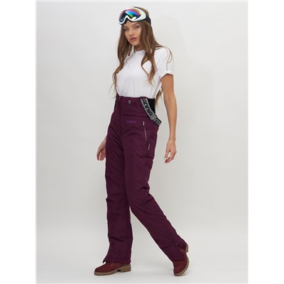 Полукомбинезон брюки горнолыжные женские темно-фиолетового цвета 66789TF