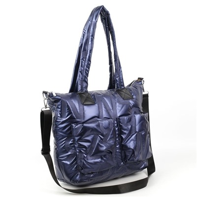 Женская дутая стеганная сумка шоппер 8055 Блу