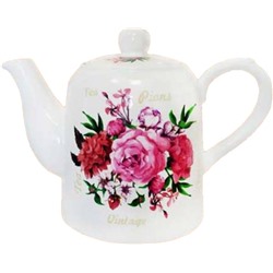 Сувенирная продукция                                        Get&joy                                        Чайник керамический без чая "Пионы" 700 гр. (6) (6666)