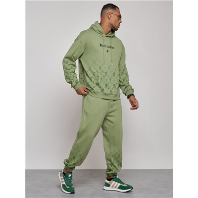 Спортивный костюм мужской трикотажный демисезонный зеленого цвета 12010Z