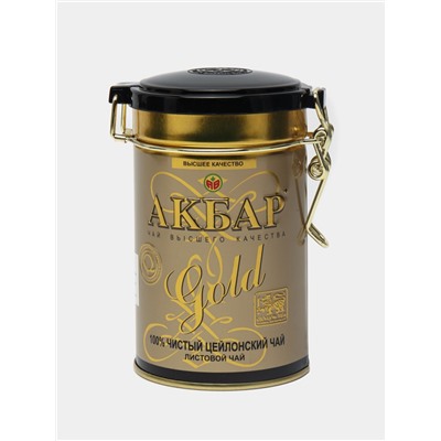 Чай                                        Akbar                                        Gold Tea 100 гр. FBOP (сред.лист), ж/б (12) NEW
