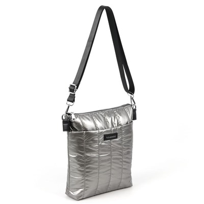 Женская дутая стеганная сумка-планшет через плечо 1293-1 Грей