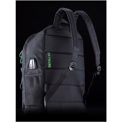 Рюкзак для подростков SkyName 80-44 черный/зеленый 30х16х42