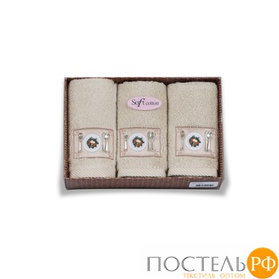 1011G10001501 Салфетка Soft cotton KITCHEN бежевый 3 предмета