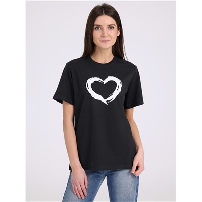 футболка 1ЖДФК4217006; черный / Сердце кистью