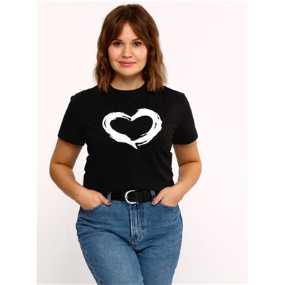 футболка 1ЖДФК3298001; черный / Сердце кистью