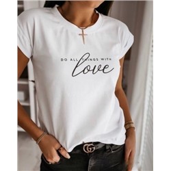 Футболка SIZE PLUS do all things thith LOVE белая A115 NU