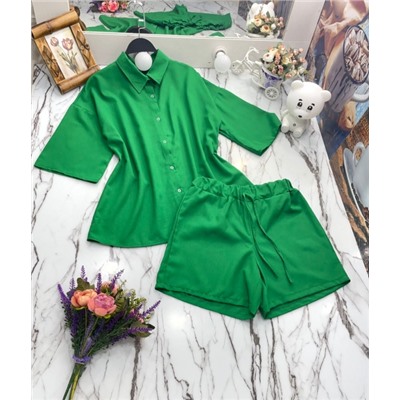 Костюм Size Plus футболка и шорты зеленый M29 op37 03.24