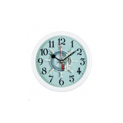 *Часы будильник  B4-015 (диам 15 см) белый Штурвал