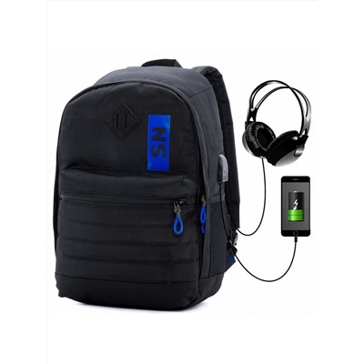 Рюкзак для подростков SkyName 80-44 черный/синий 30х16х42