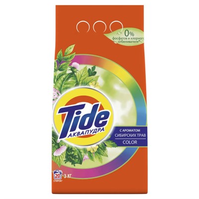 Стиральный порошок автомат Tide (Тайд) Аквапудра Сибирские Травы Color, 3 кг