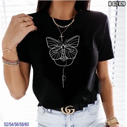 Футболка SIZE PLUS lady butterfly черная Новая цена SV