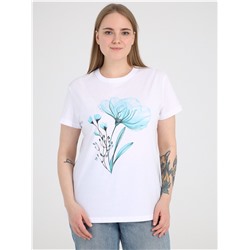 футболка 1ЖДФК3956001; белый / Бирюзовый цветок